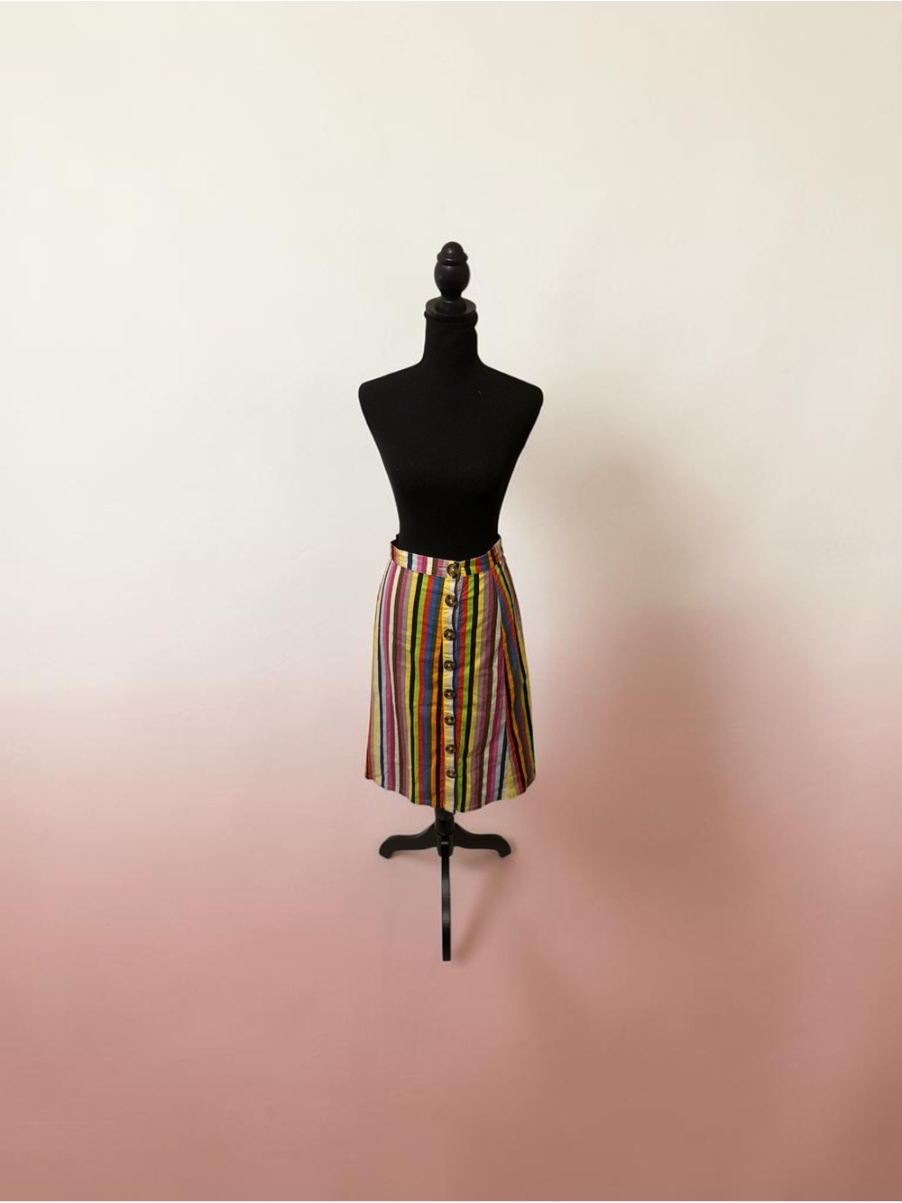 LPA Multicolor Striped Button-Front Mini Skirt